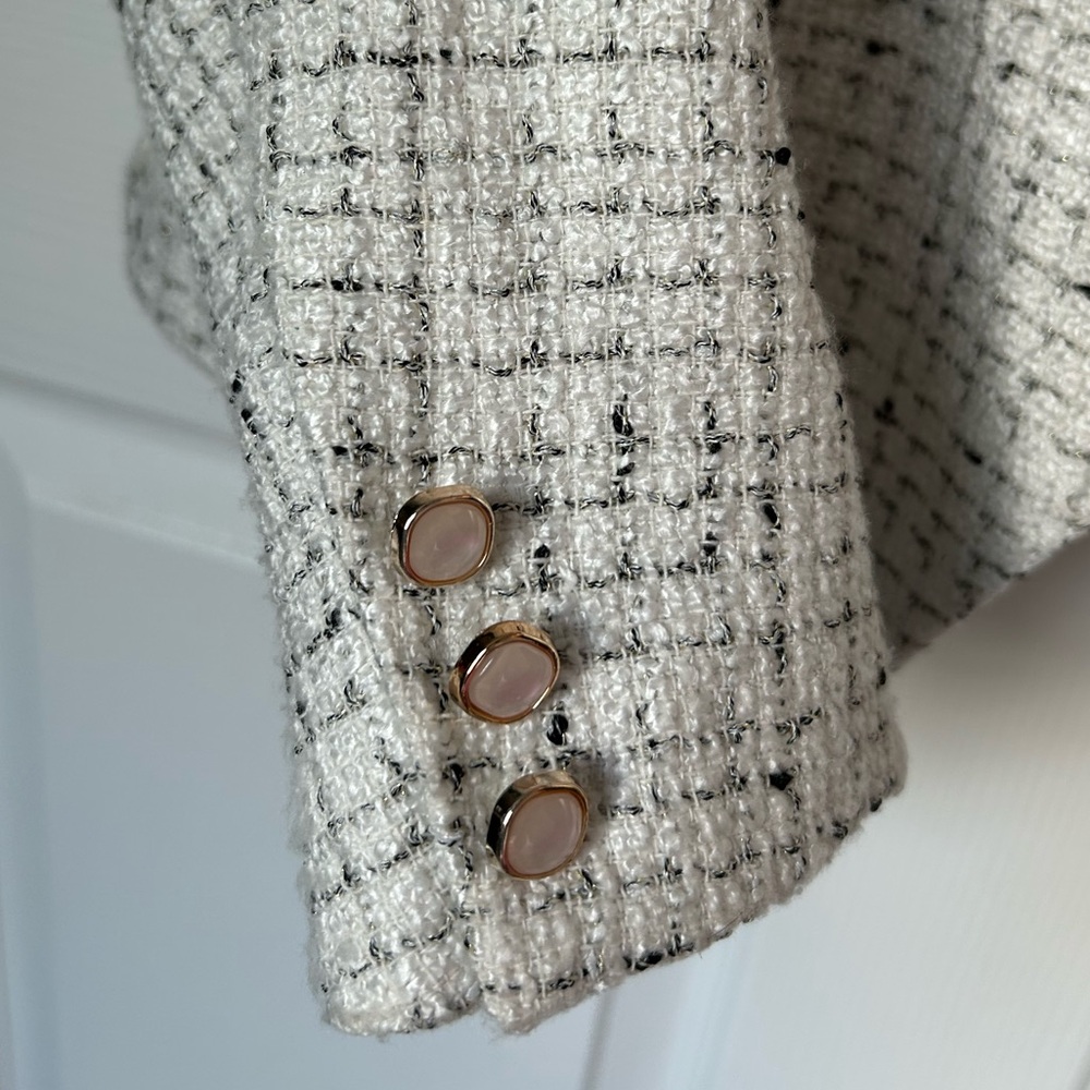 Rachel Zoe Black & White Tweed Cropped Jacket Size Large NWT - Picture 9 of 13